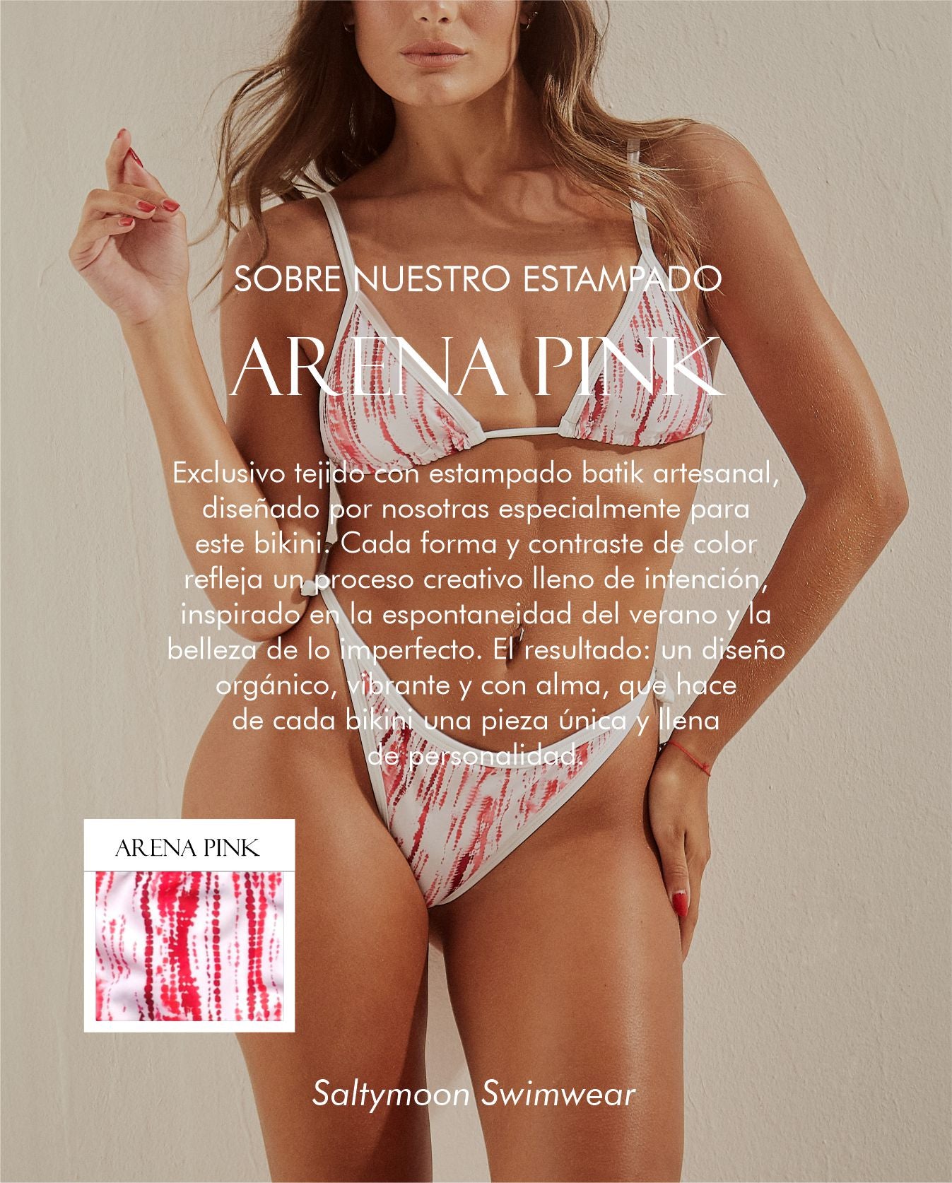 Composición y características del tejido de licra estampado Arena Pink