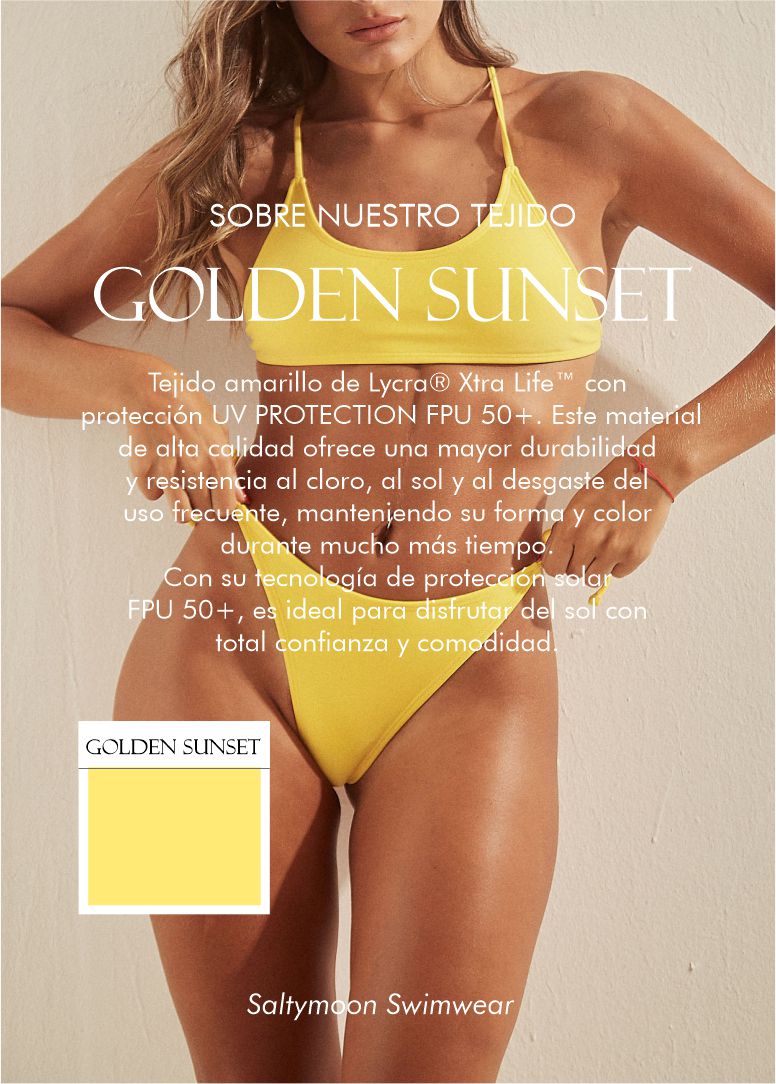 Bikini de licra amarillo - detalle y composición del tejido