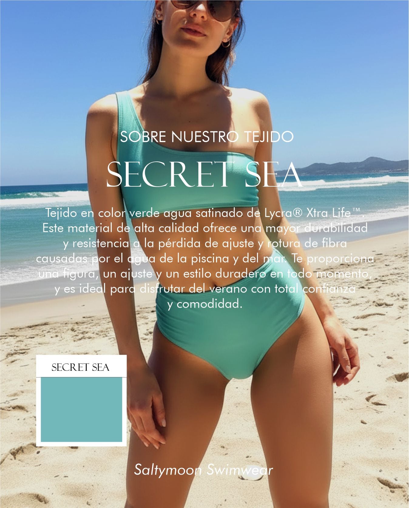 Bikini Niza Secret Sea - Características del tejido de licra satinado color verde agua