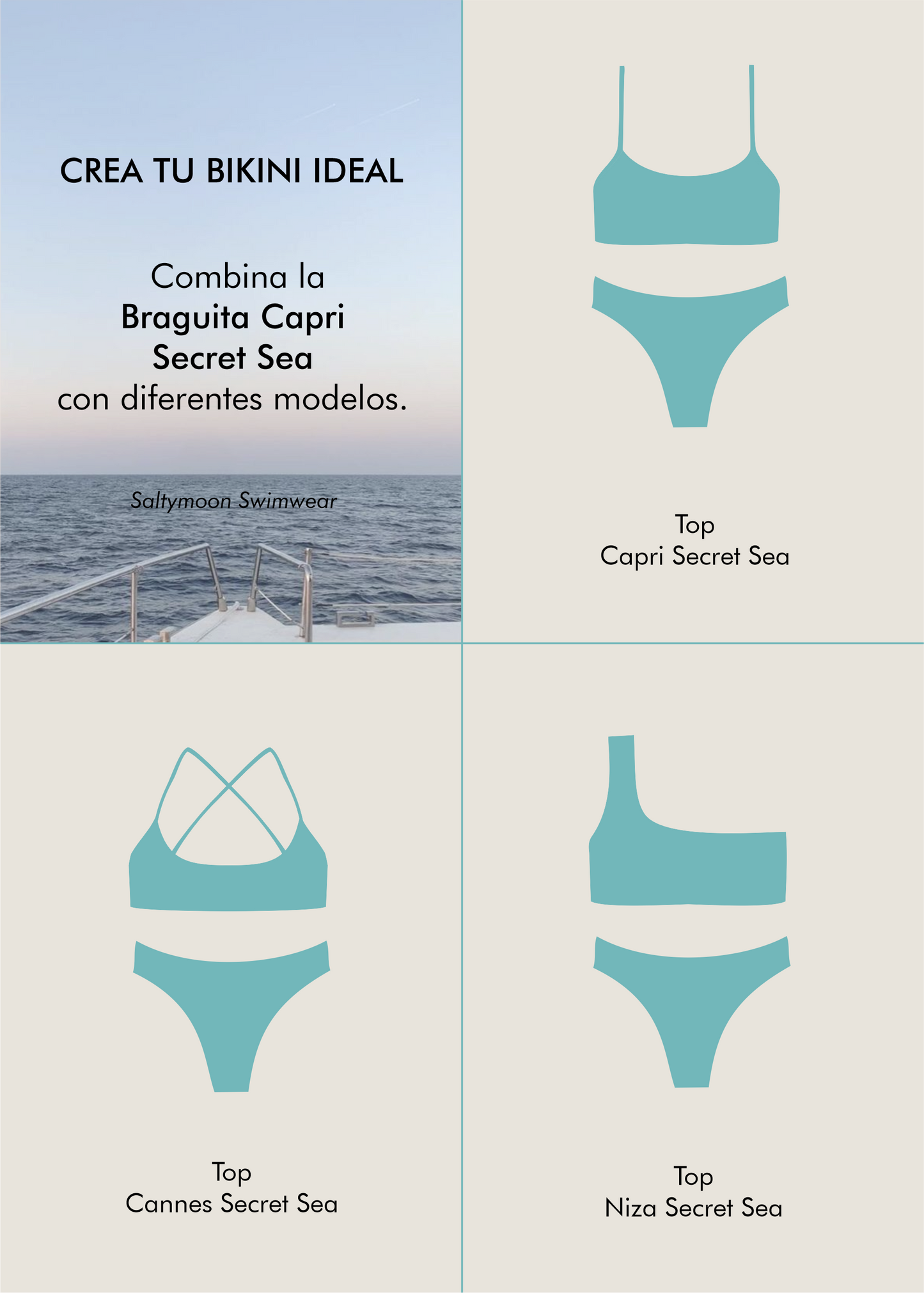 Mix and Match Braga de Bikini Capri Secret Sea - Saltymoon
