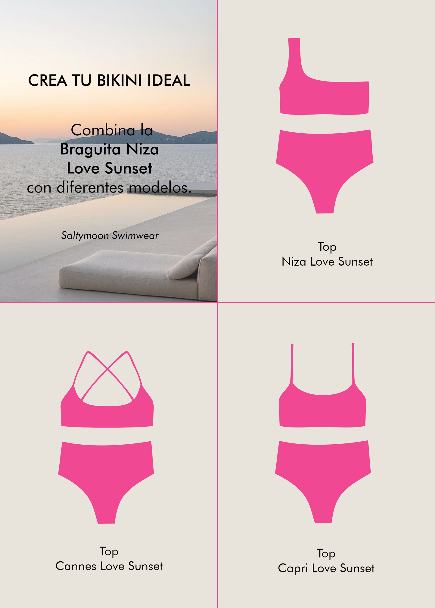 Mix and match Braga de bikini Niza Love Sunset - Saltymoon