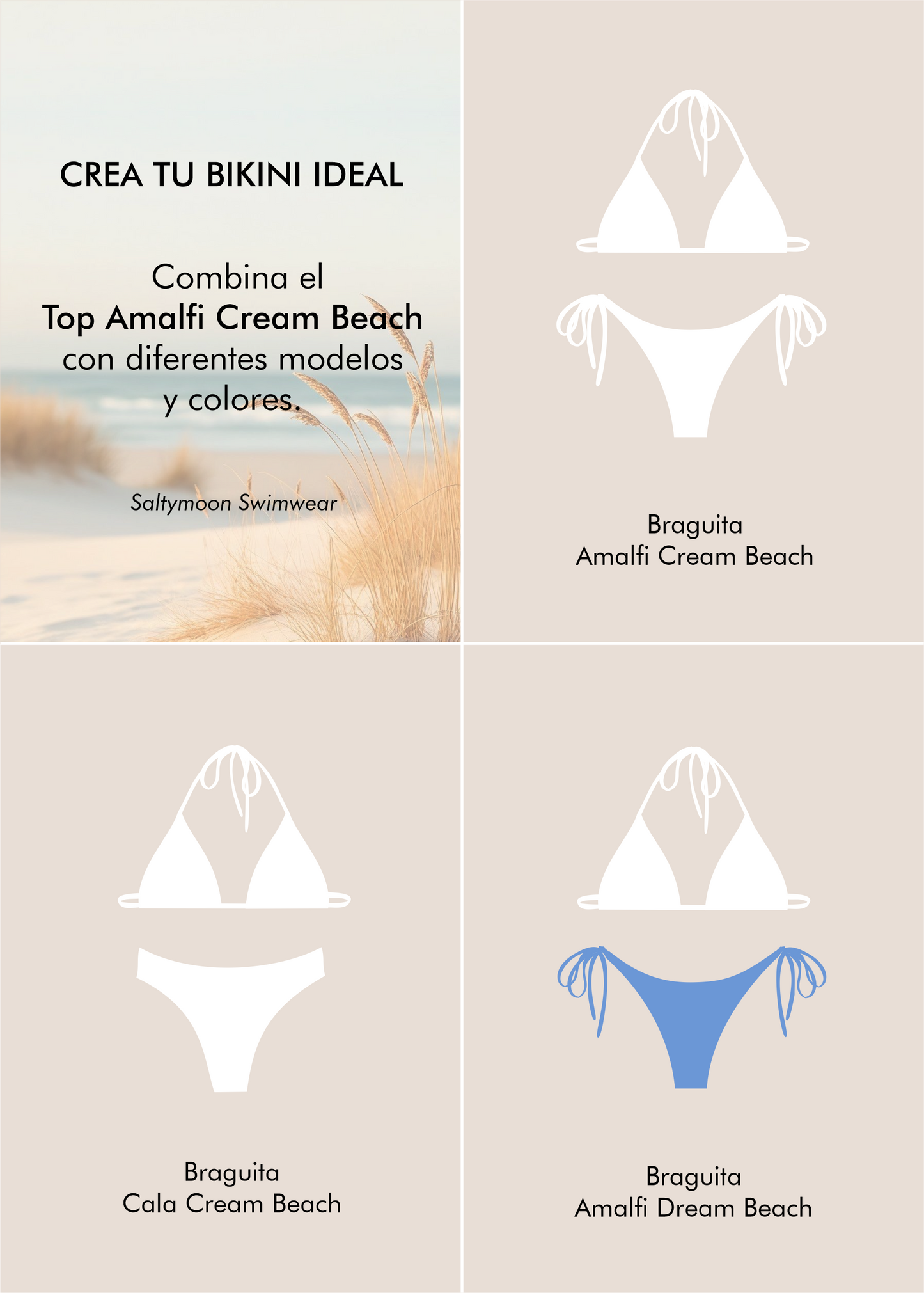 Mix and Match Top de Bikini Amalfi Cream Beach - Saltymoon