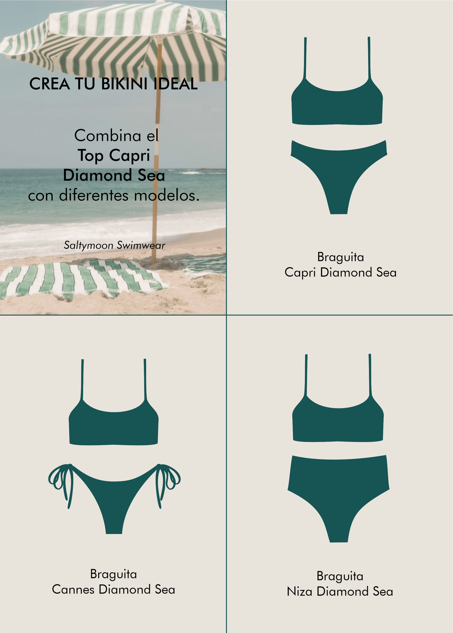 Mix and Match Top de Bikini Capri Diamond Sea - Saltymoon