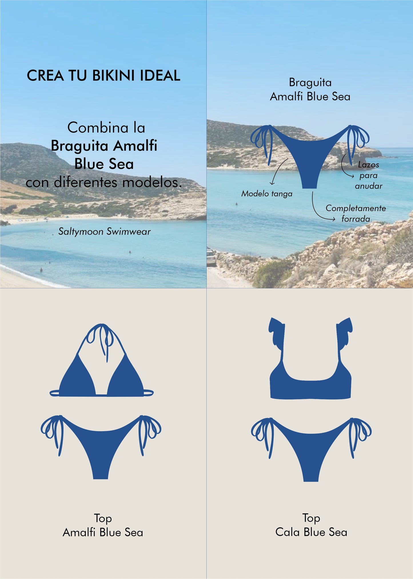 Mix and match Bikini Amalfi Blue Sea - Saltymoon