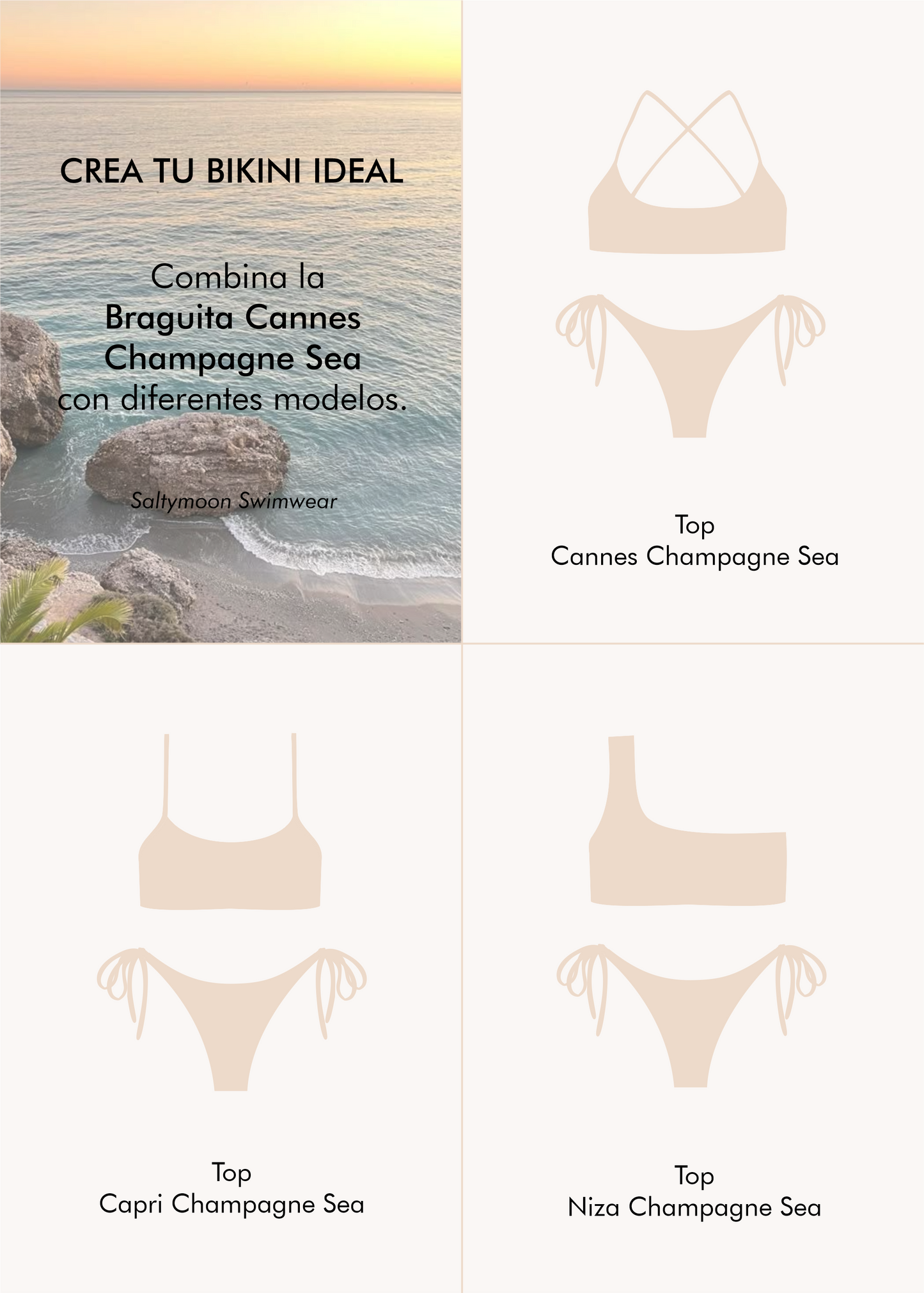 Mix and match Braga de Bikini Cannes Champagne Sea - Saltymoon