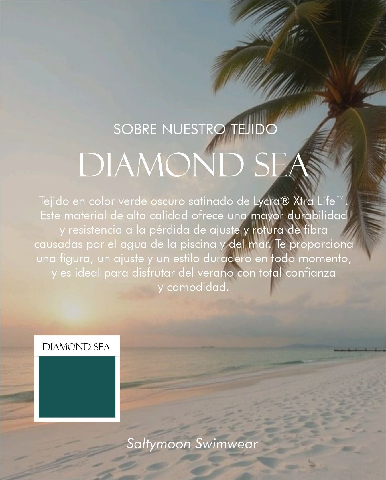 Detalles y características del tejido de licra satinado del bikini verde