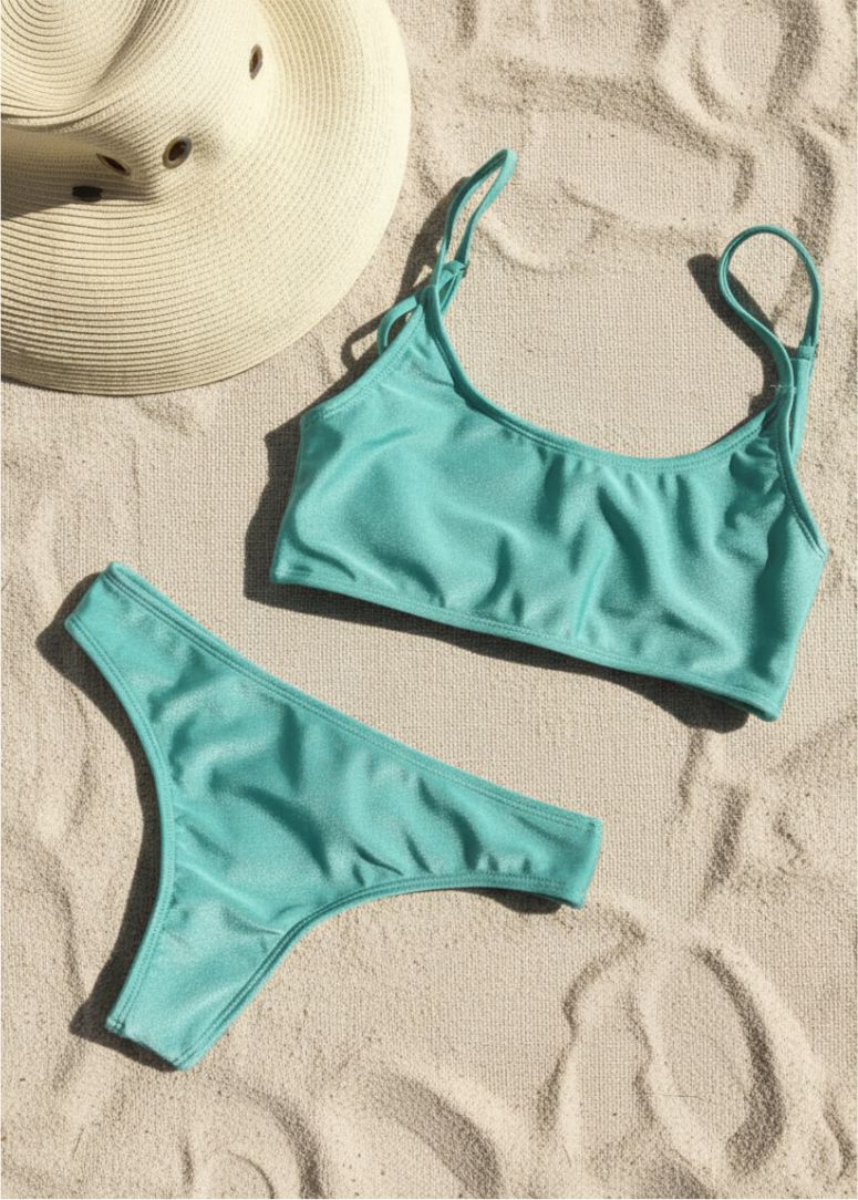 Bikini en color verde agua de licra satinada - edición limitada