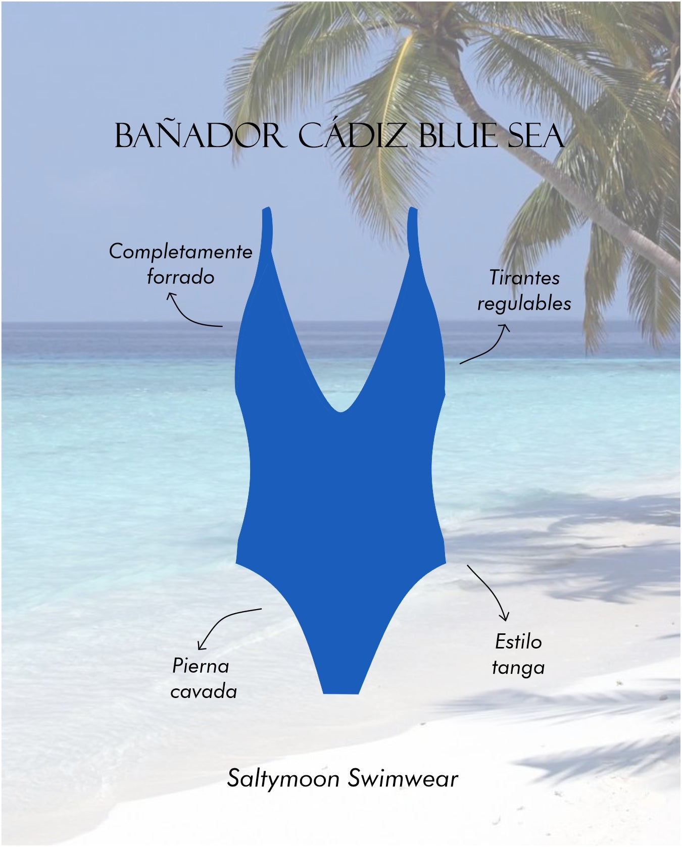 Bañador Cádiz Blue Sea características del diseño - Saltymoon
