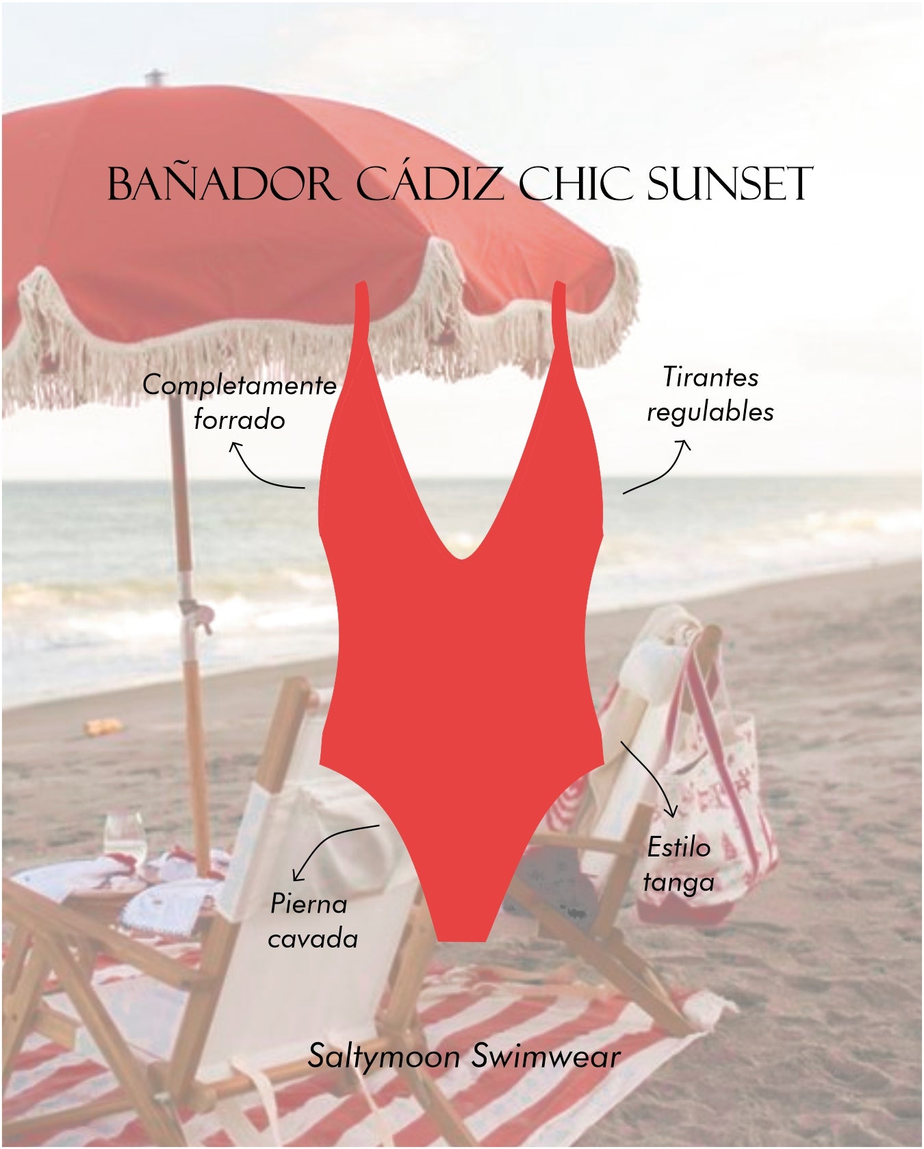 Bañador Cádiz Chic Sunset características del diseño - Saltymoon