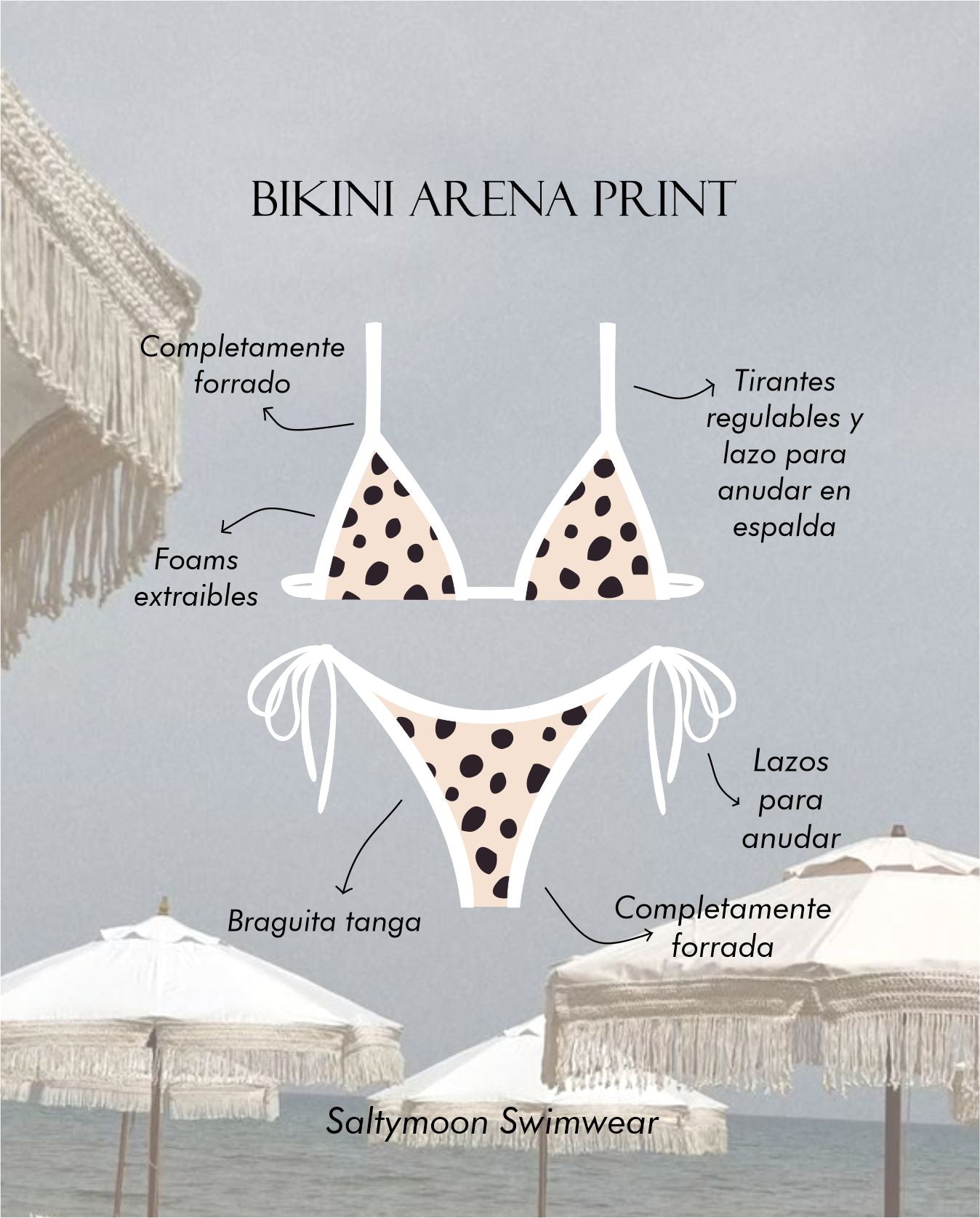 Bikini Arena Print de licra con estampado animal print - detalles y características del diseño