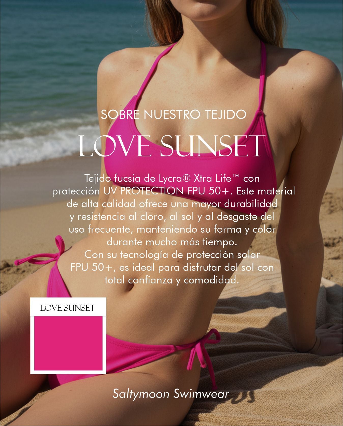 Bikini Cannes Love Sunset - características del tejido de licra color fucsia