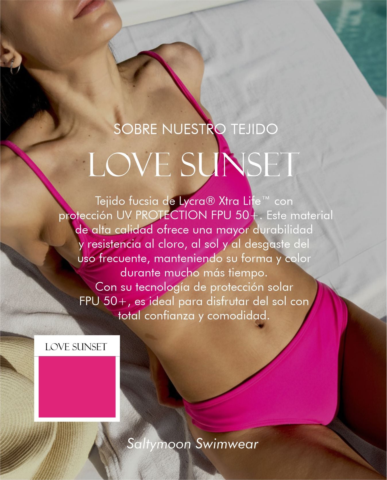 Bikini Capri Love Sunset - características del tejido de licra color fucsia