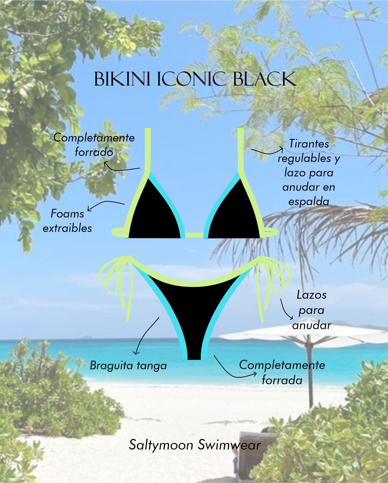 Bikini Iconic Black detalles y características del diseño y modelo
