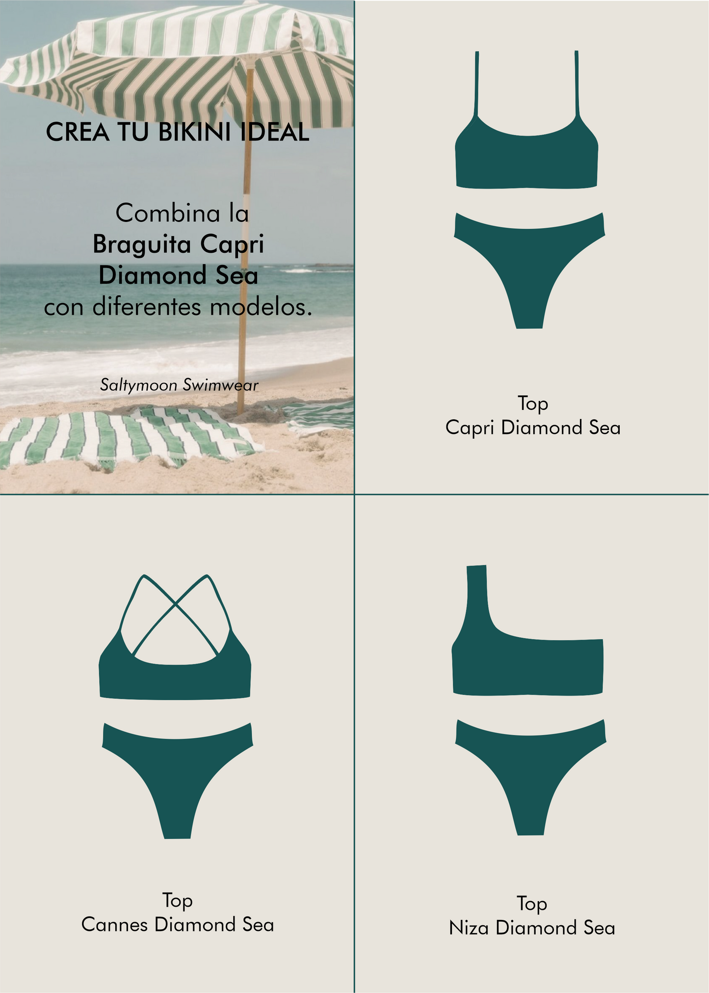 Mix and Match Braga de Bikini Capri Diamond Sea - Saltymoon