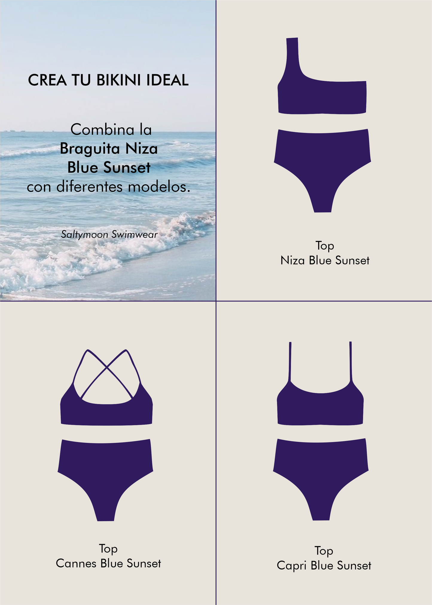Mix and match Braga de Bikini Niza Blue Sunset - Saltymoon