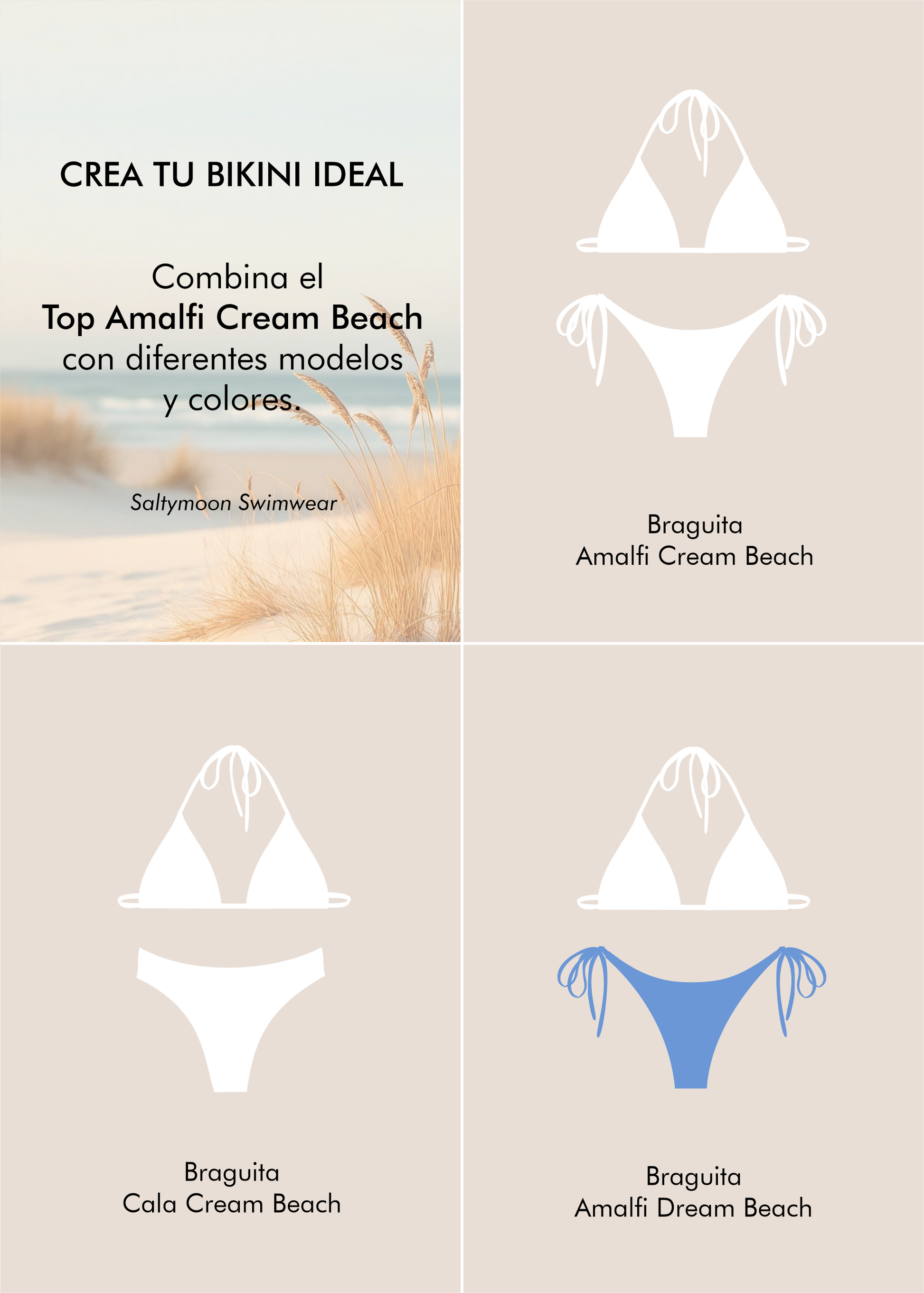 Mix and Match Top de Bikini Amalfi Cream Beach - Saltymoon