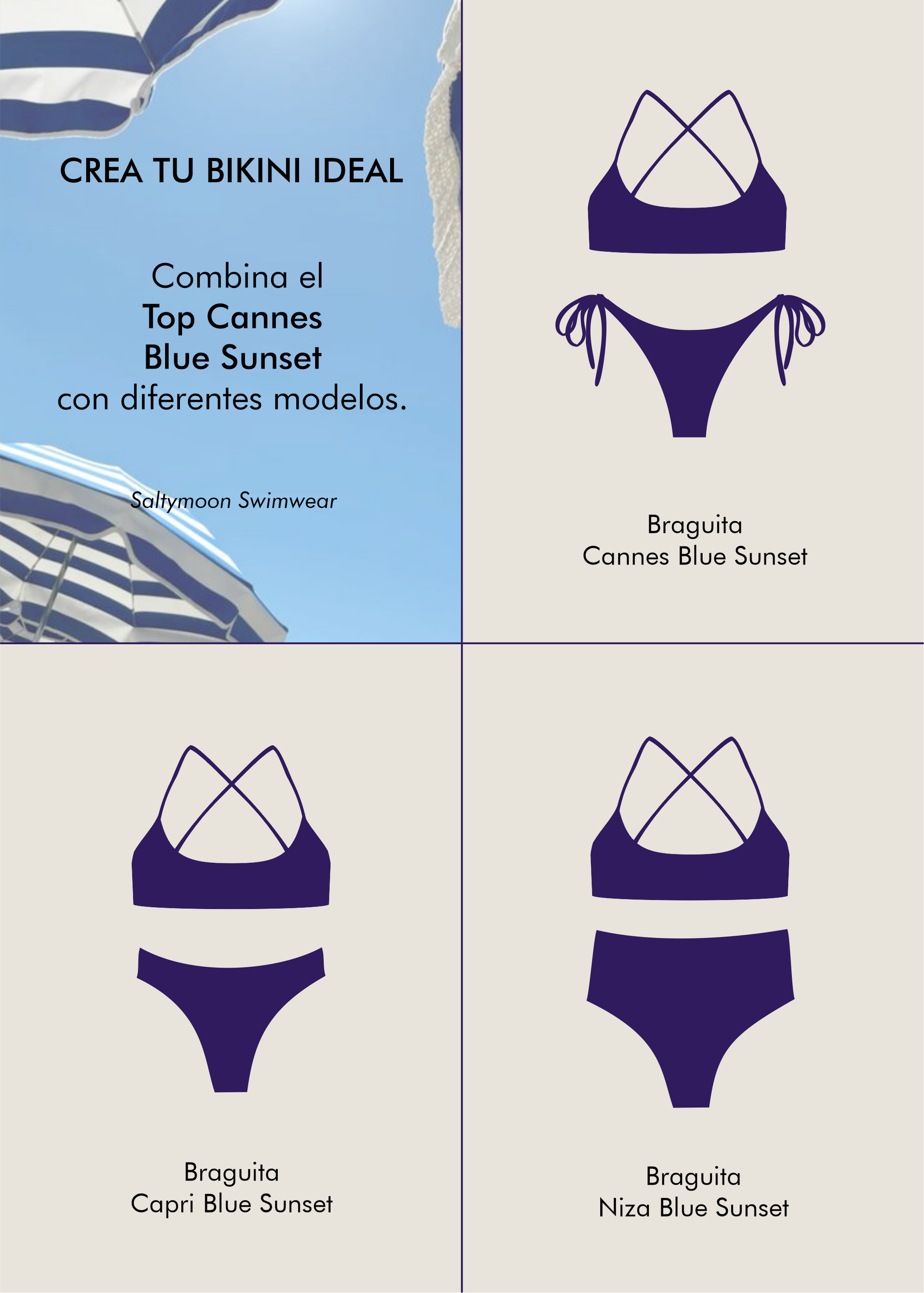 Mix and match Top de Bikini Cannes Blue Sunset - saltymoon