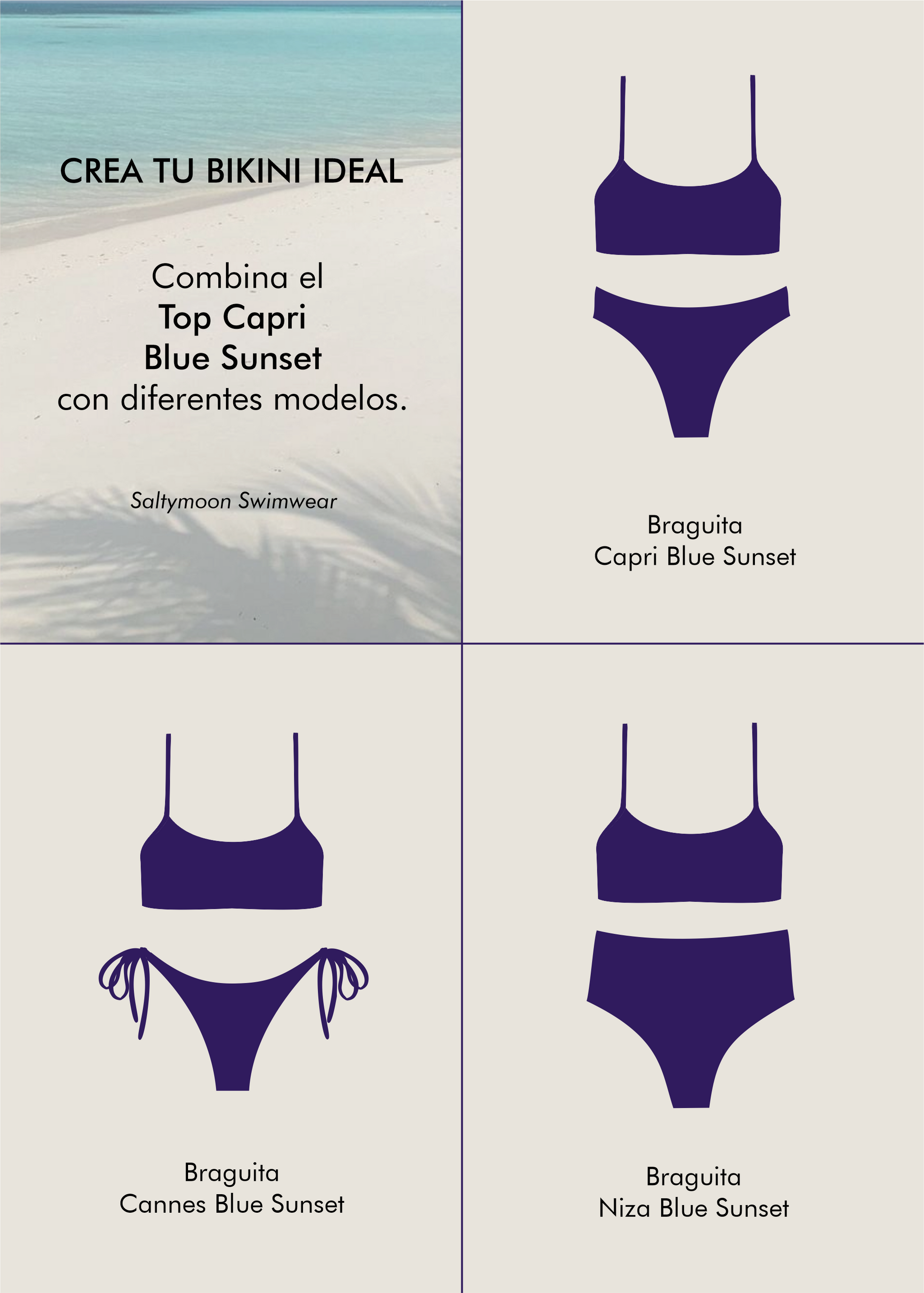 Mix and match Top de Bikini Capri Blue Sunset - saltymoon