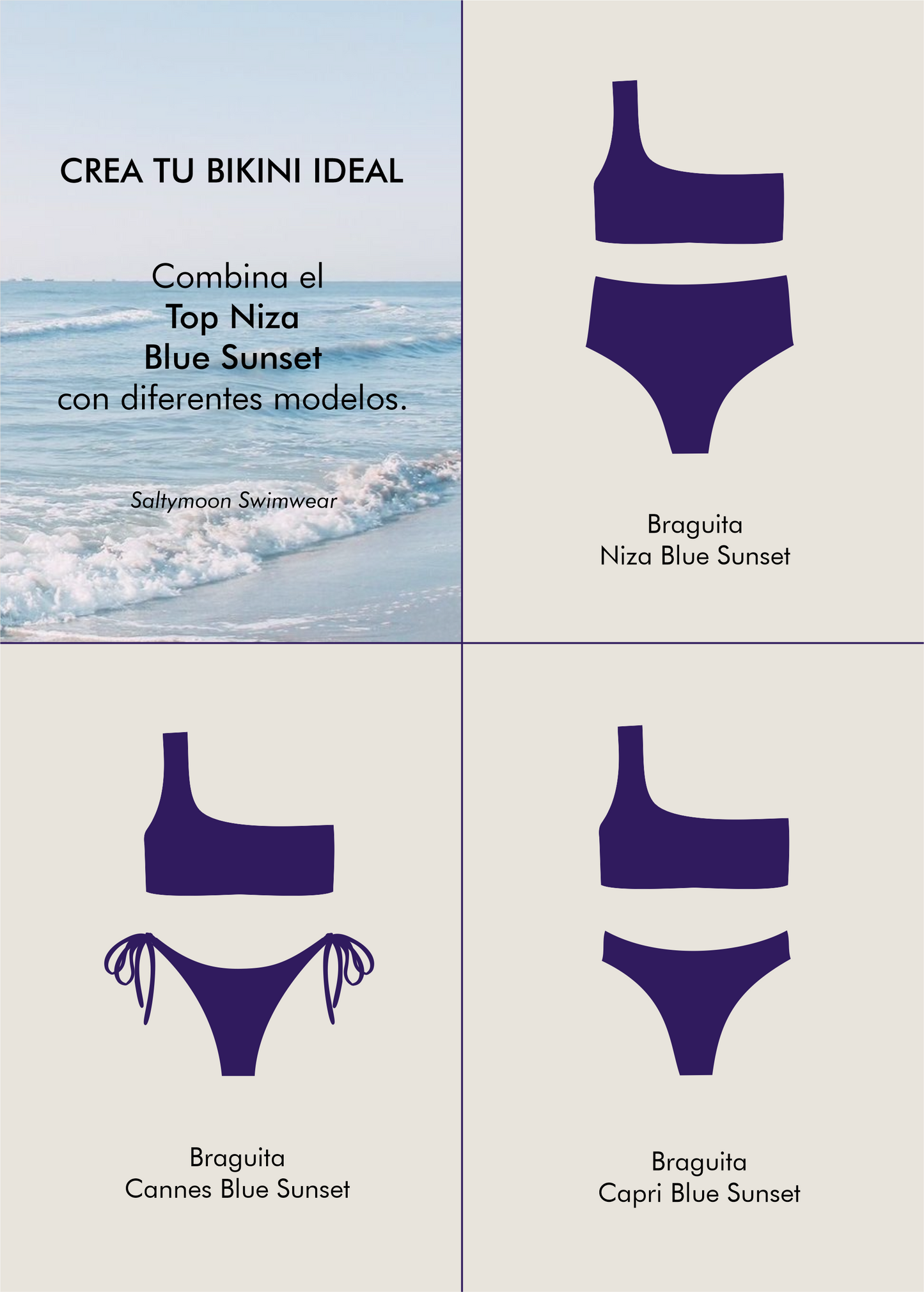 Mix and match Top de Bikini Niza 
Blue Sunset - saltymoon