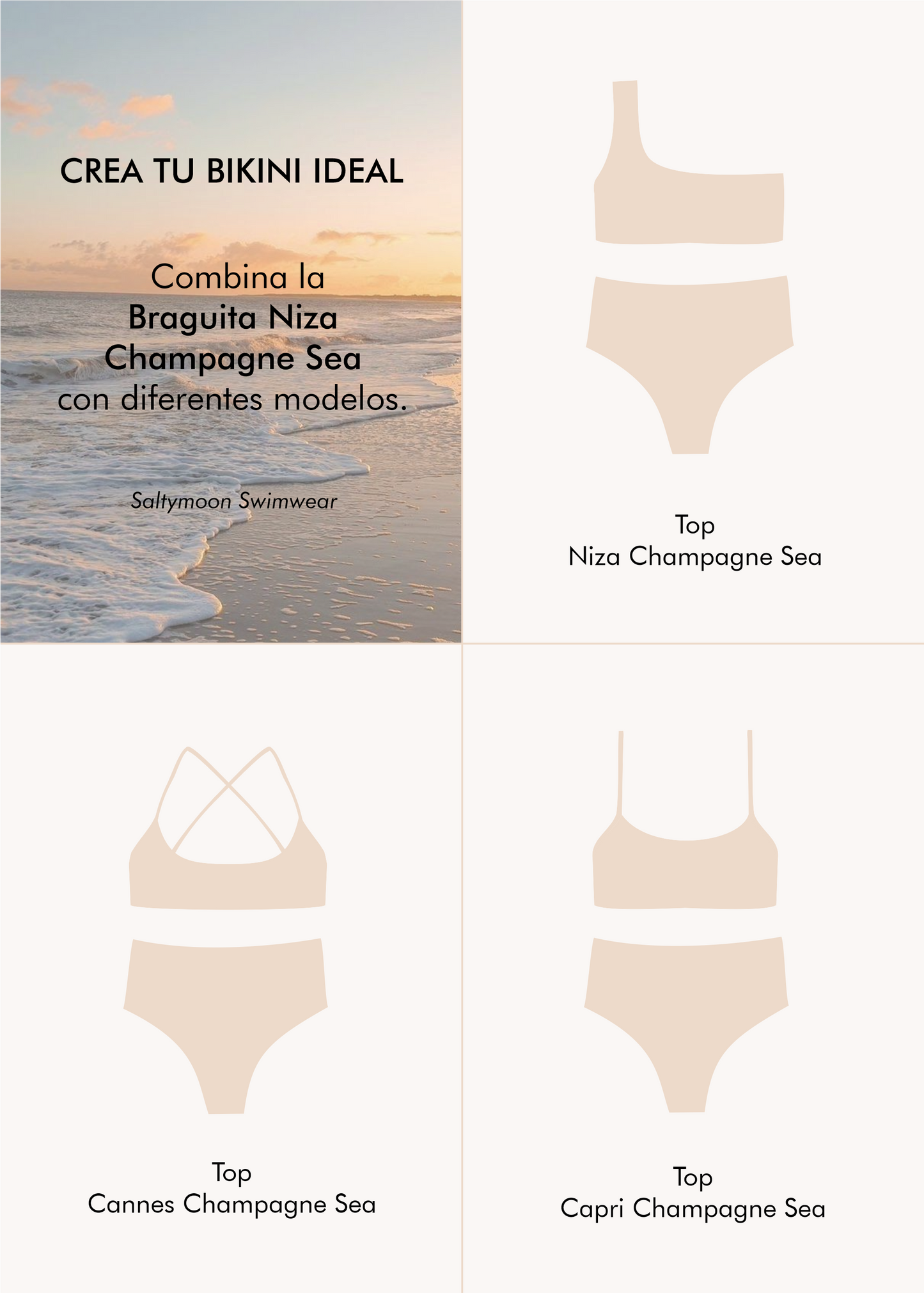 Mix and match Braga de Bikini Niza Champagne Sea - Saltymoon
