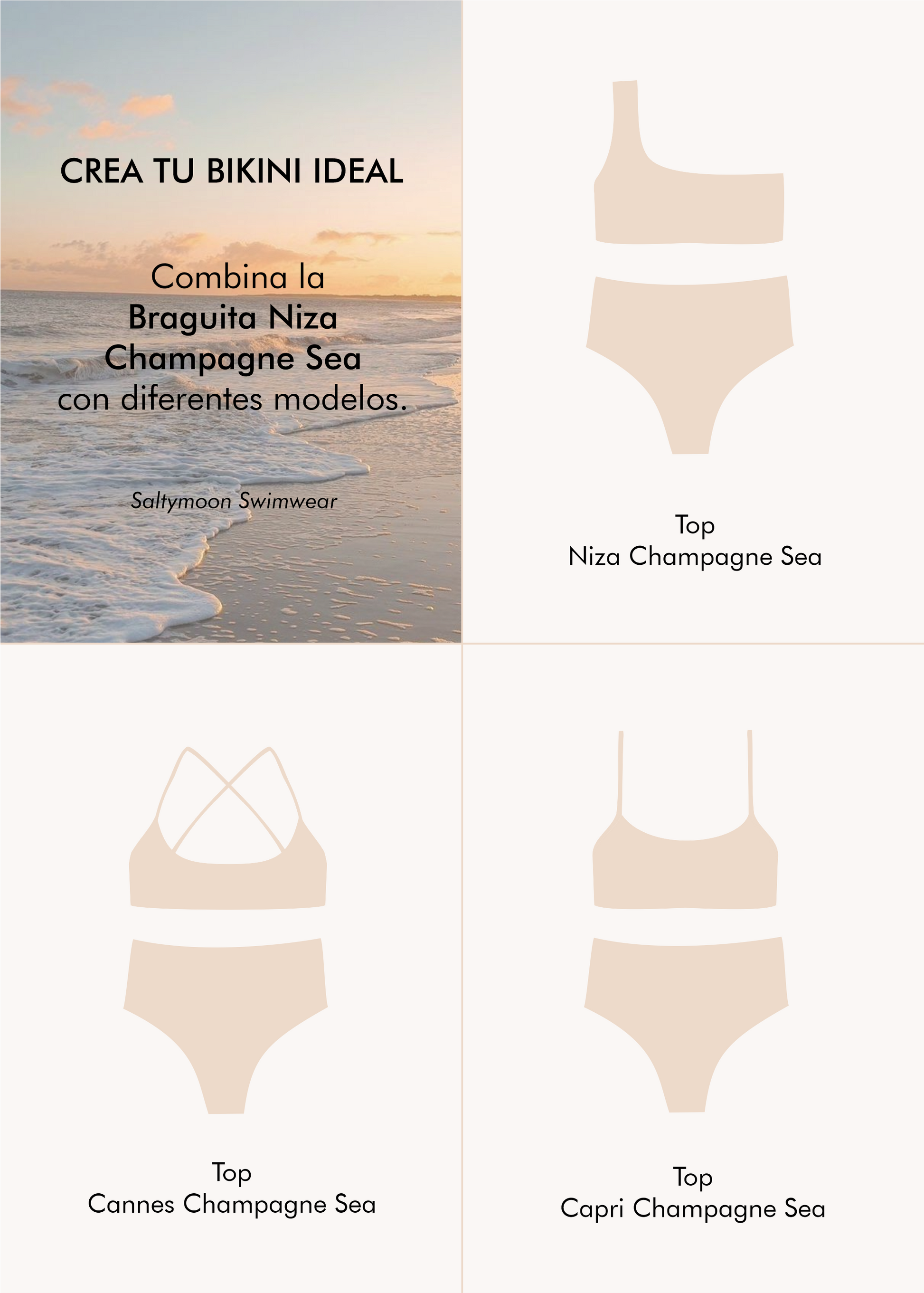 Mix and match Braga de Bikini Niza Champagne Sea - Saltymoon