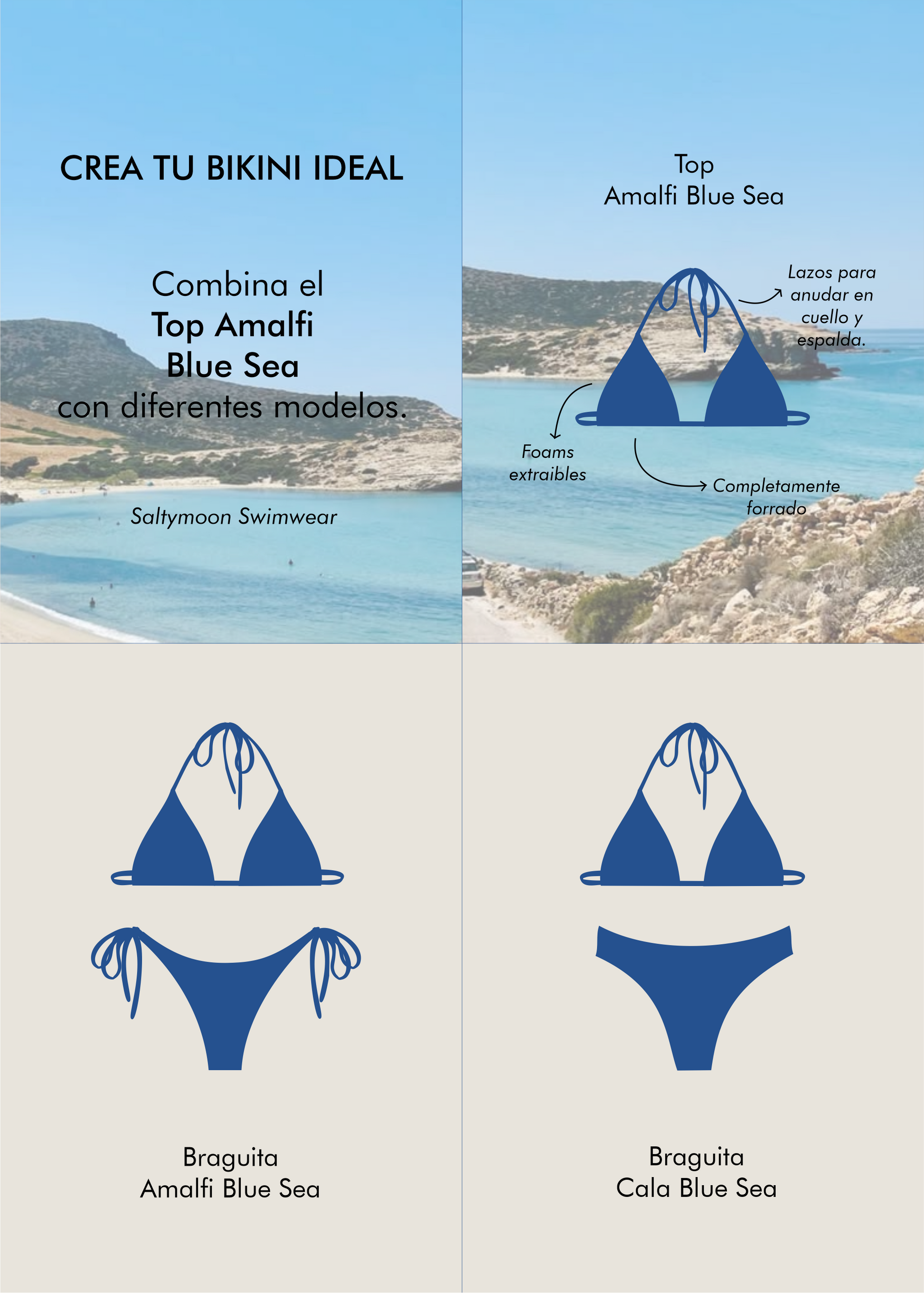 Mix and match Bikini Amalfi Blue Sea - Saltymoon