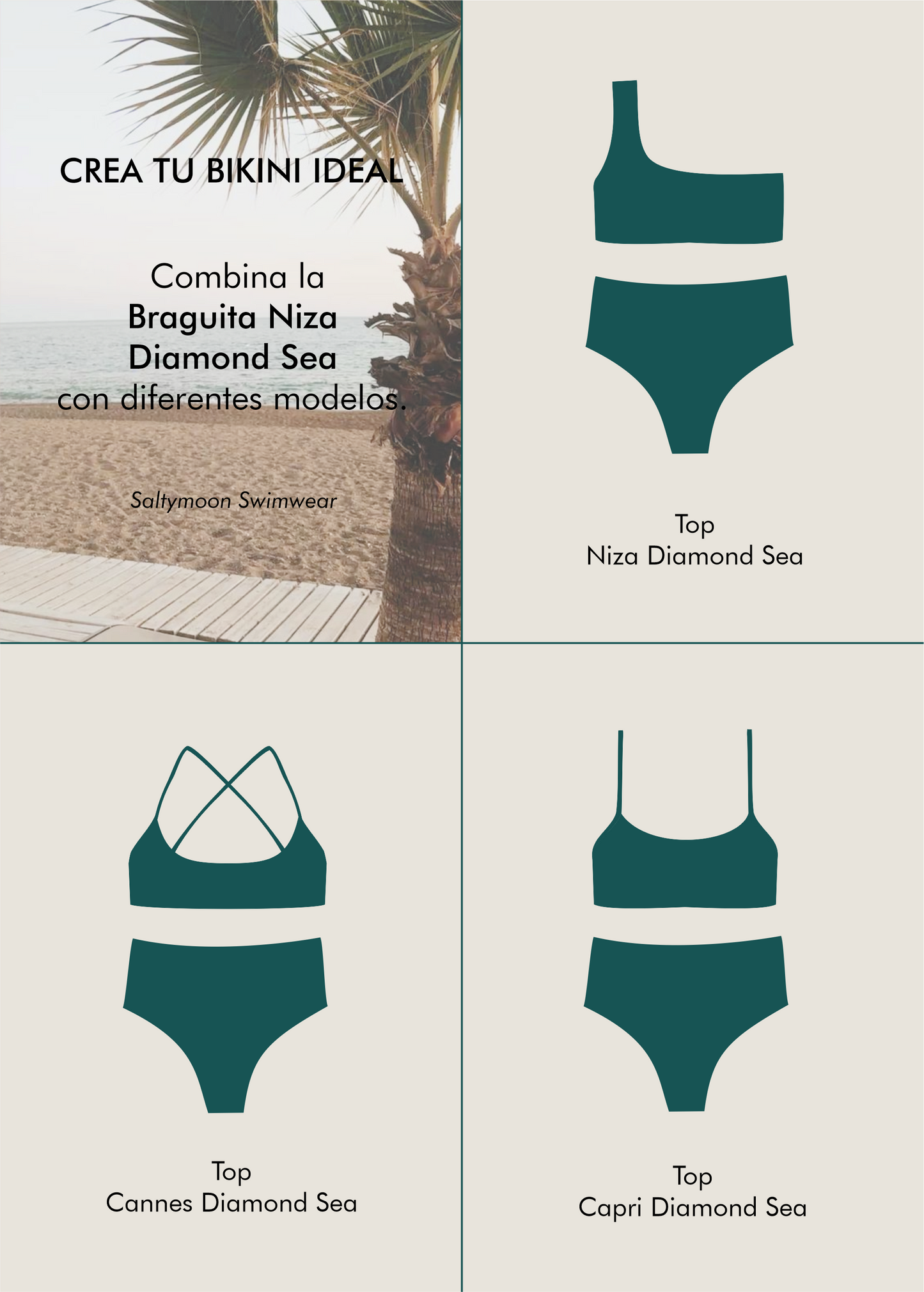 Mix and Match Braga de Bikini Niza Diamond Sea - Saltymoon