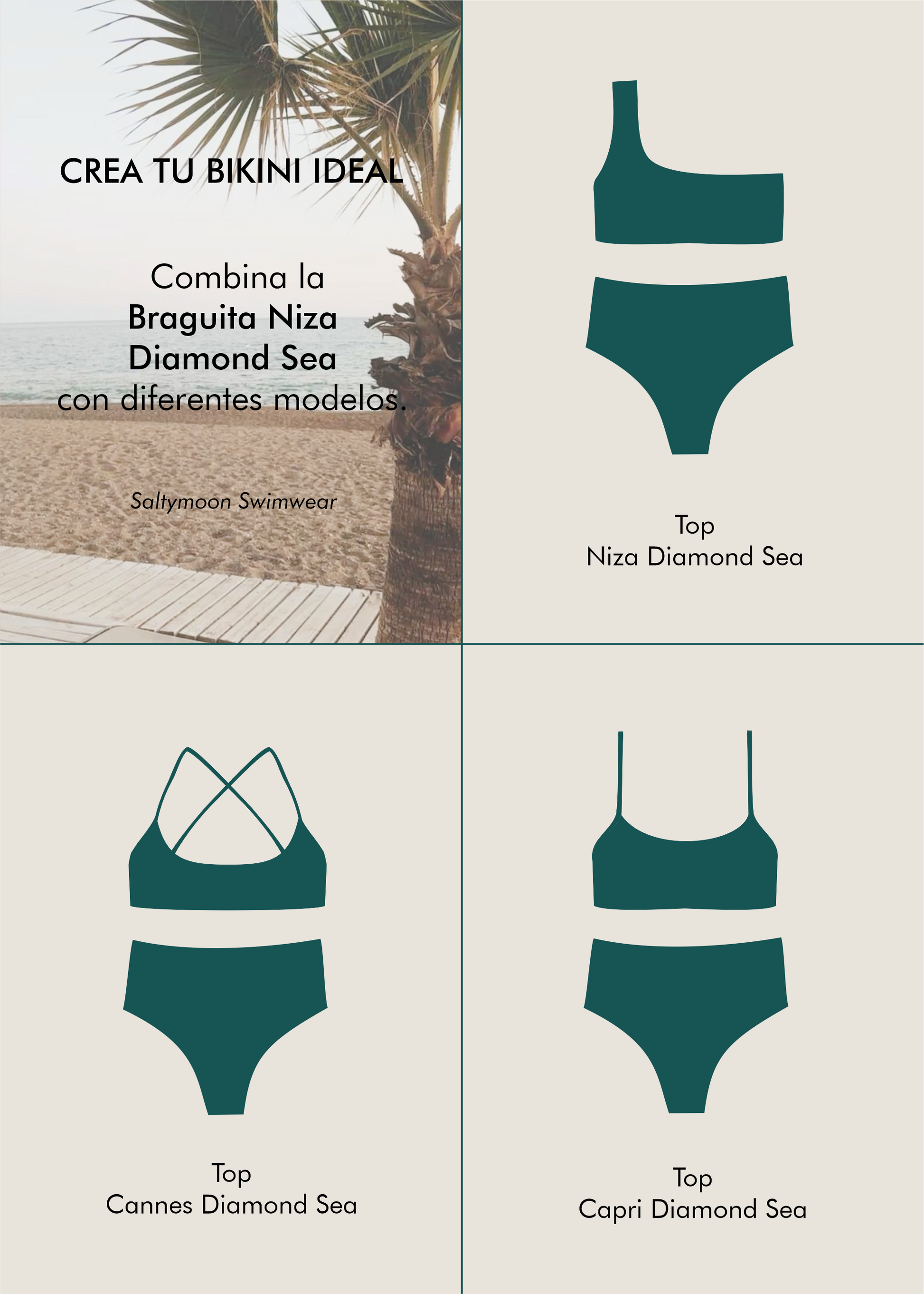 Mix and Match Braga de Bikini Niza Diamond Sea - Saltymoon