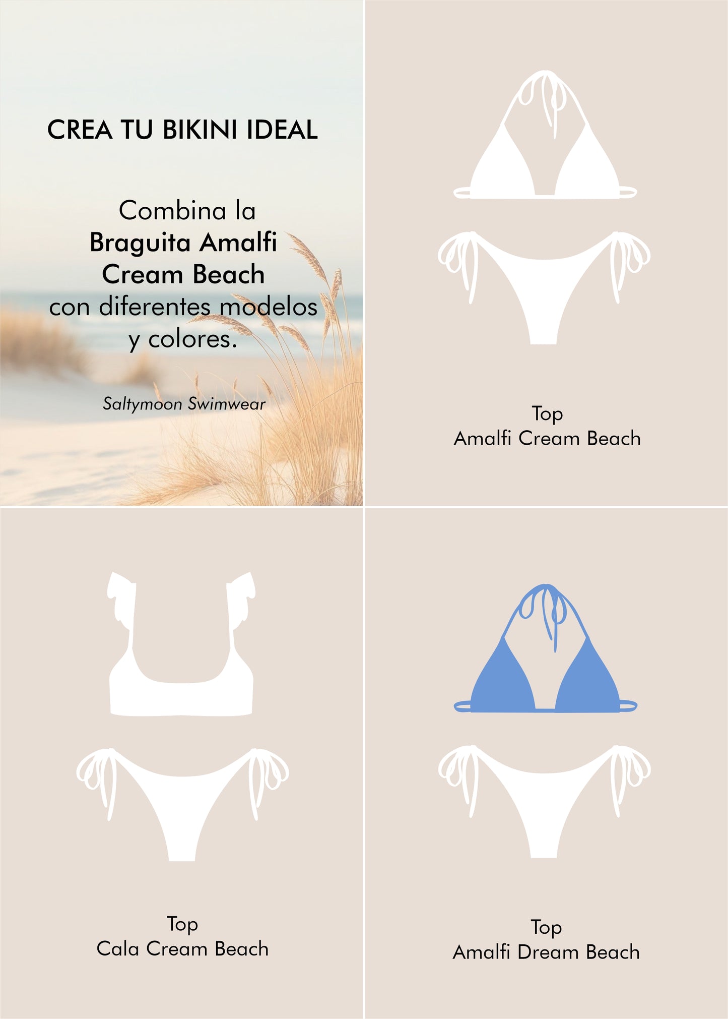 Mix and match Bikini Amalfi Cream Beach  - Saltymoon