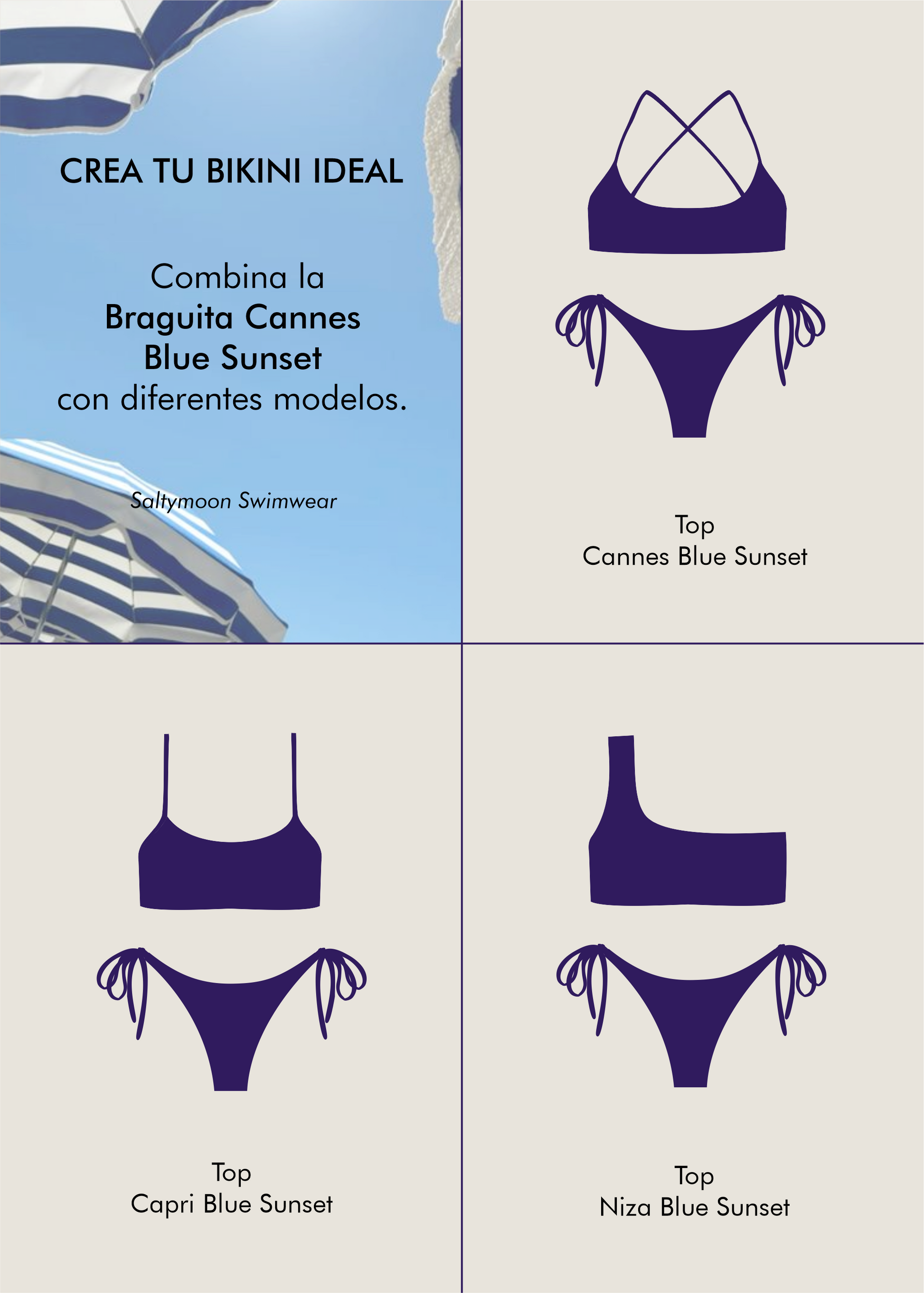 Mix and match Braga de Bikini Cannes Blue Sunset - Saltymoon