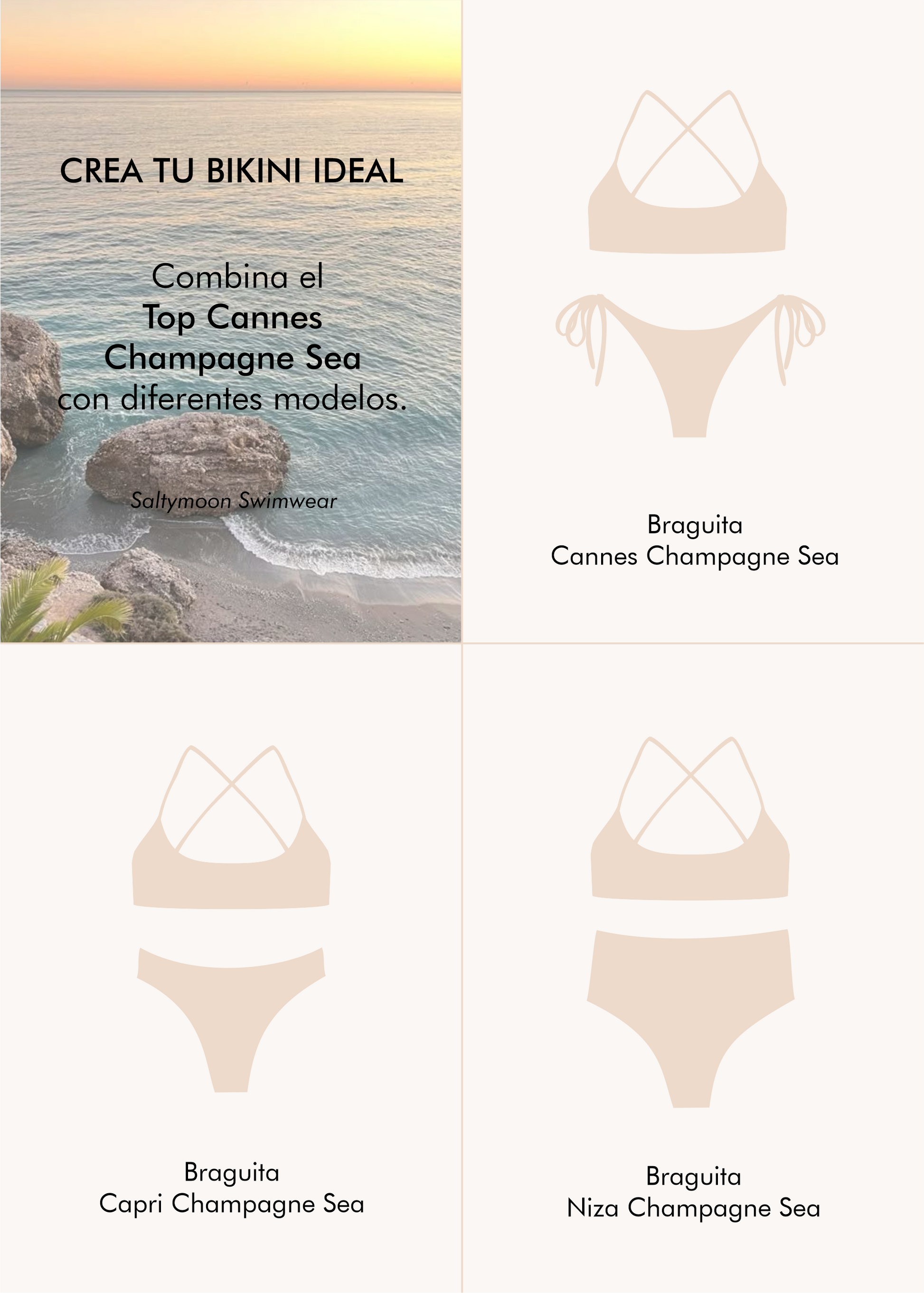 Mix and match Top de bikini Cannes Champagne Sea - Saltymoon
