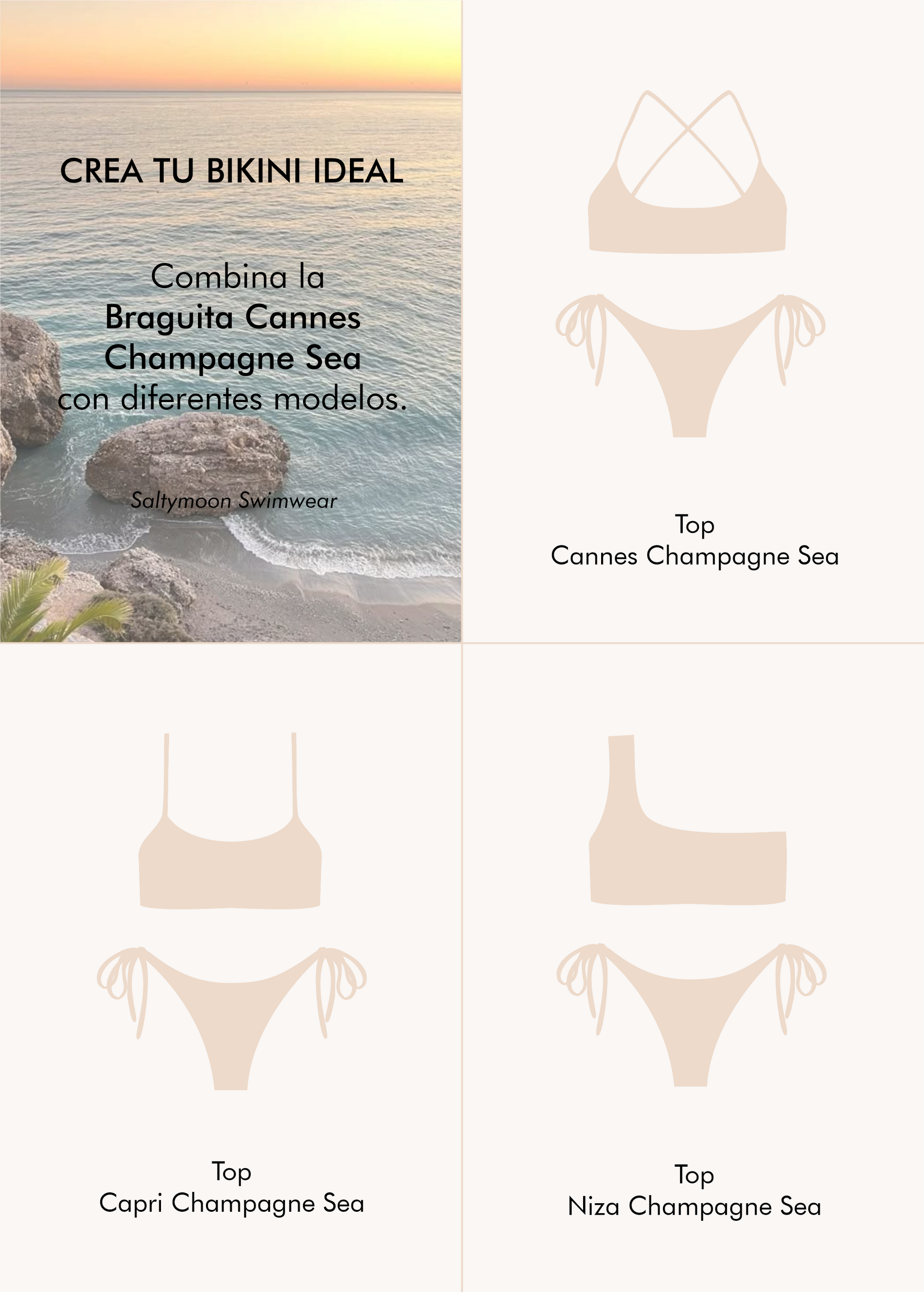 Mix and match Braga de Bikini Cannes Champagne Sea  - Saltymoon