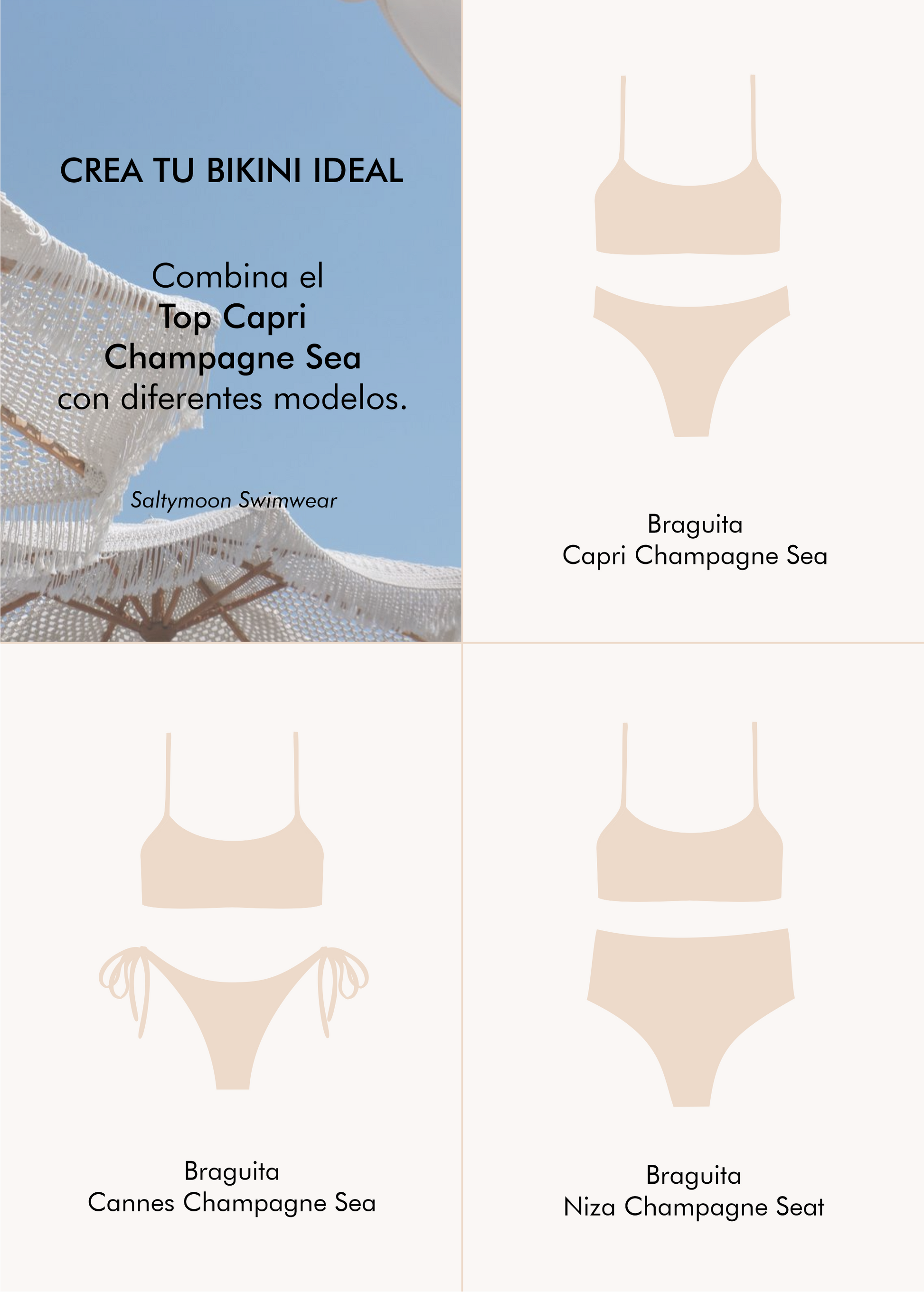 Mix and match Top de Bikini Capri Champagne Sea - Saltymoon